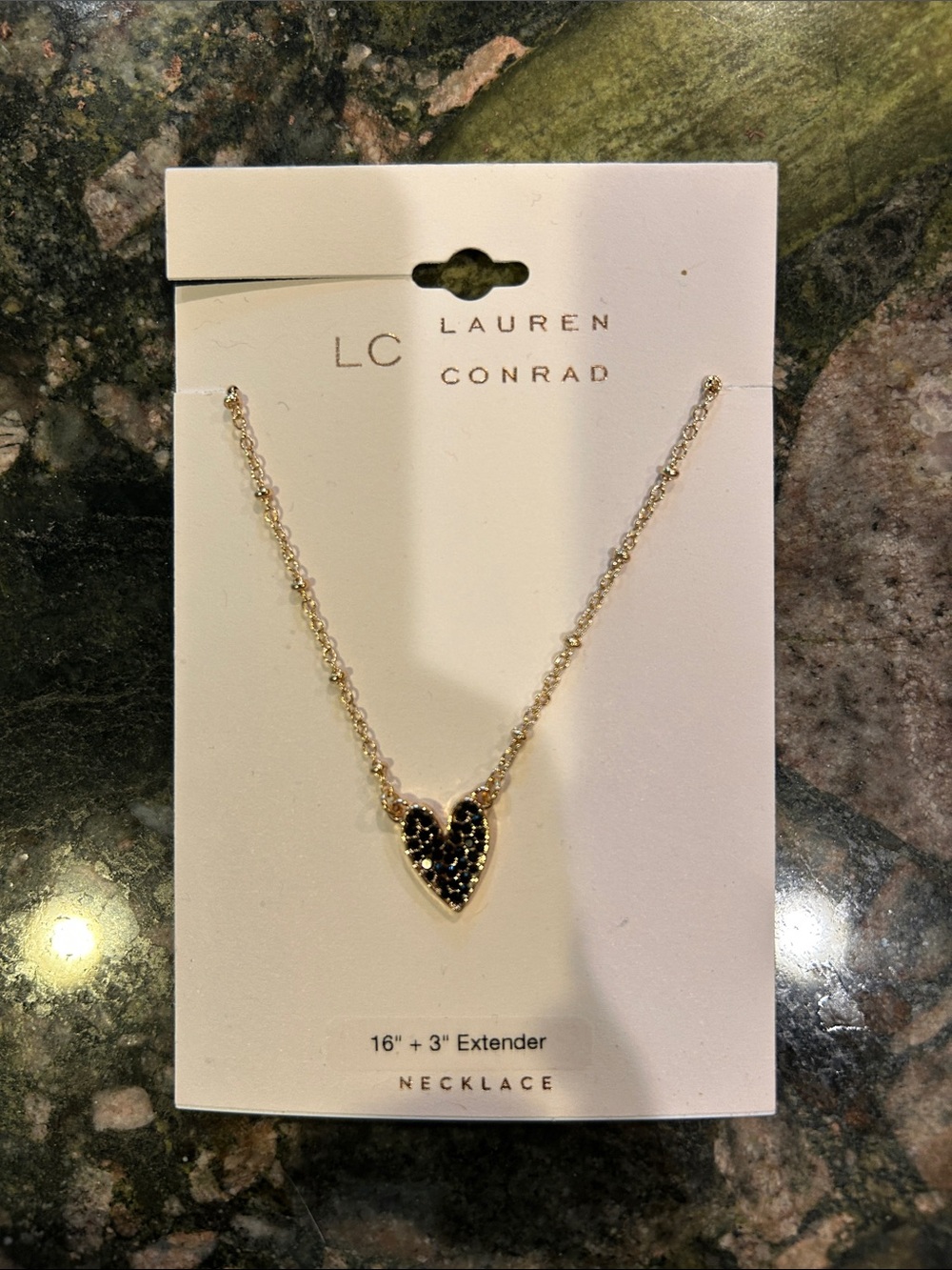 Lauren Conrad & Vera Wang Black Heart Necklace with Assorted Stud Earrings - Picture 3 of 5